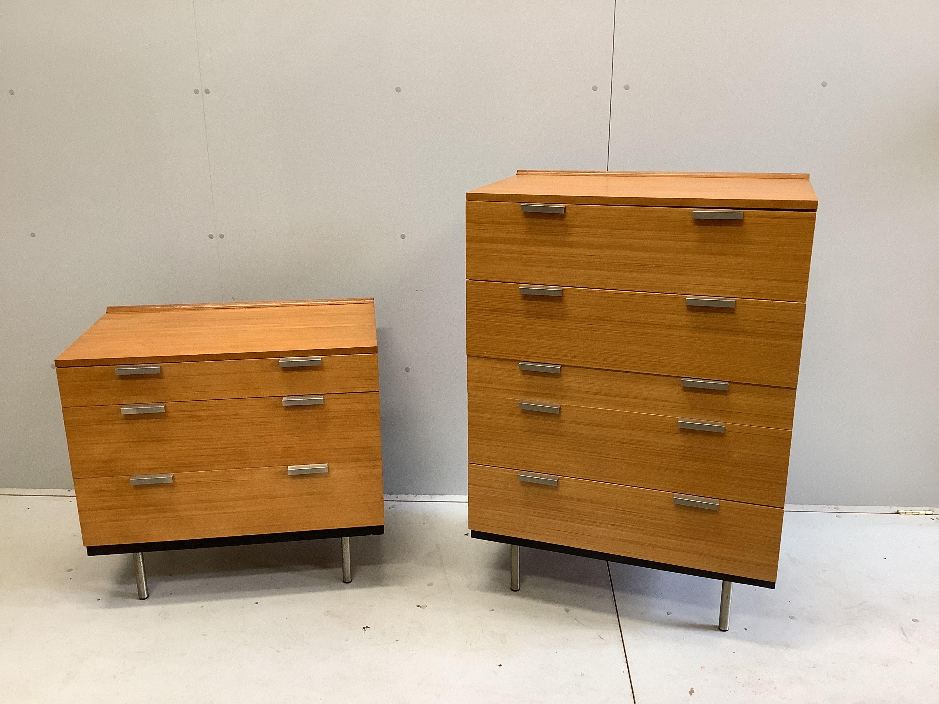 Two mid century Stag chests of drawers, larger width 76cm, depth 46cm, height 110cm